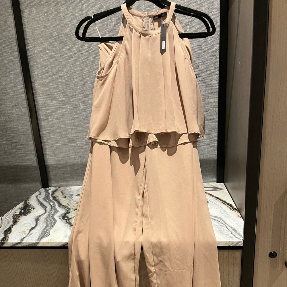 Chic Beige Halter Jumpsuit
